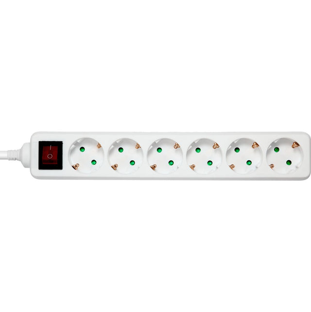Deltaco Power Strip Geaard 6-FOLD w/ Switch 6XCEE 7/3 1XCEE 7/7 1.5 Meter White