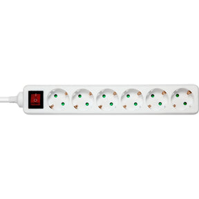 Deltaco Power Strip Geaard 6-FOLD w/ Switch 6XCEE 7/3 1XCEE 7/7 3 Meter White