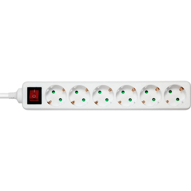 Deltaco Power Strip Geaard 6-FOLD w/ Switch 6XCEE 7/3 1XCEE 7/7 3 Meter White