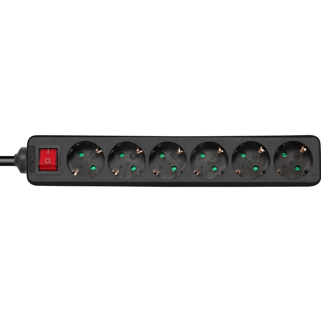Deltaco Power Strip Geaard 6-FOLD w/ Switch 6XCEE 7/3 1XCEE 7/7 5 Meter Black