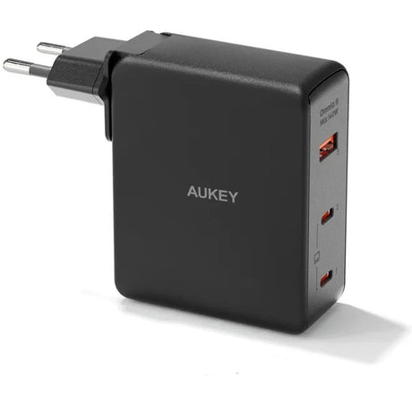 Aukey PA-B7O Omnia II Mix 140W PD 3.1 3 Port Gan TravelCharger w/ EU Us UK Plugs