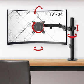 Barkan Monitor Arm - 1 Scherm 13'-34' - Black