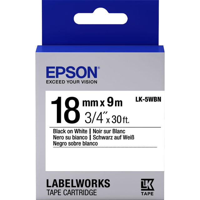 Epson LK5WBN Standard Black On White Tape 18mm - 9m