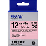 Epson Label Cartridge Satin Ribbon LK-4PBK BK/Pink 12mm (5m)