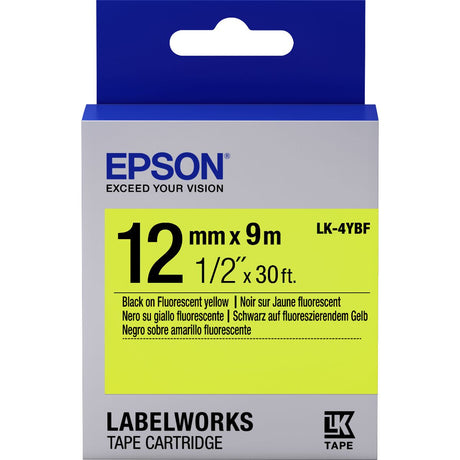 Epson LK-4YBF Label Cartridge Fluorescent Black/Yellow 12mmx9m