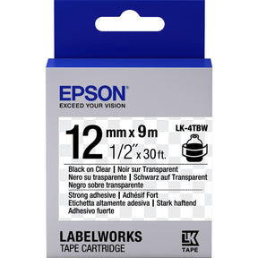 Epson LK-4TBW Extra Sterke Tape Black/Transparant 12mm / 9m