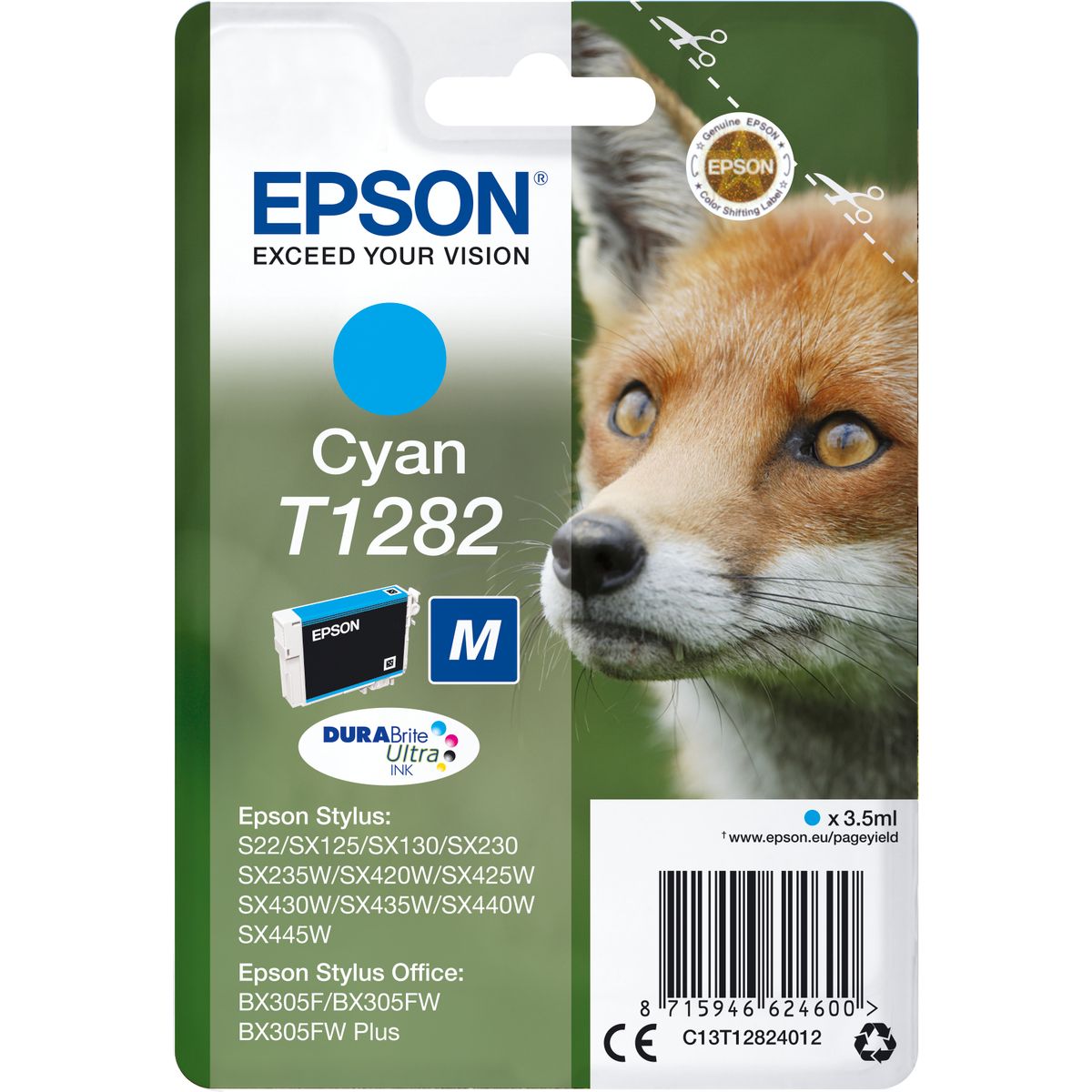 Epson T1282 Ink Cartridge Cyan Standard Capacity 3.5ml 1-PA