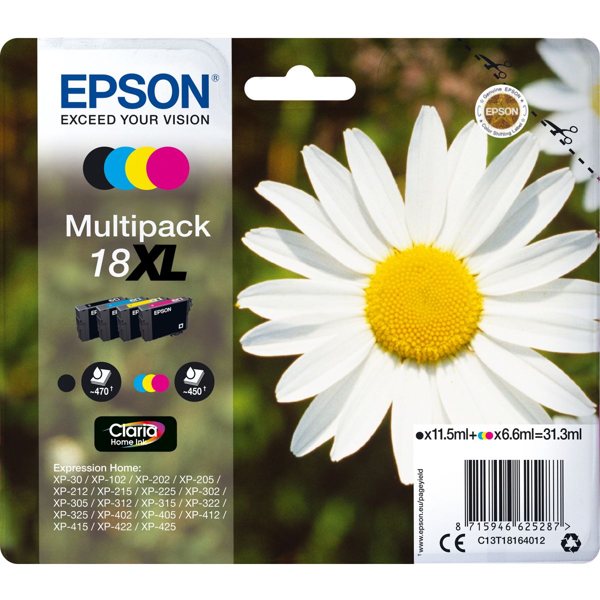 Epson 18XL Black + 3-COLOUR High Cap EX Alarm