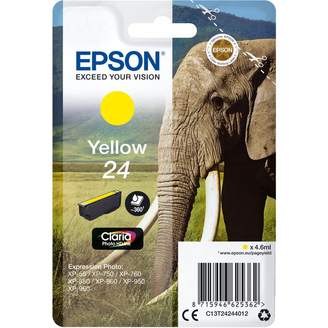 Epson 24 Ink Cartridge Yellow Standard Capacity 4.6ml 360 PA