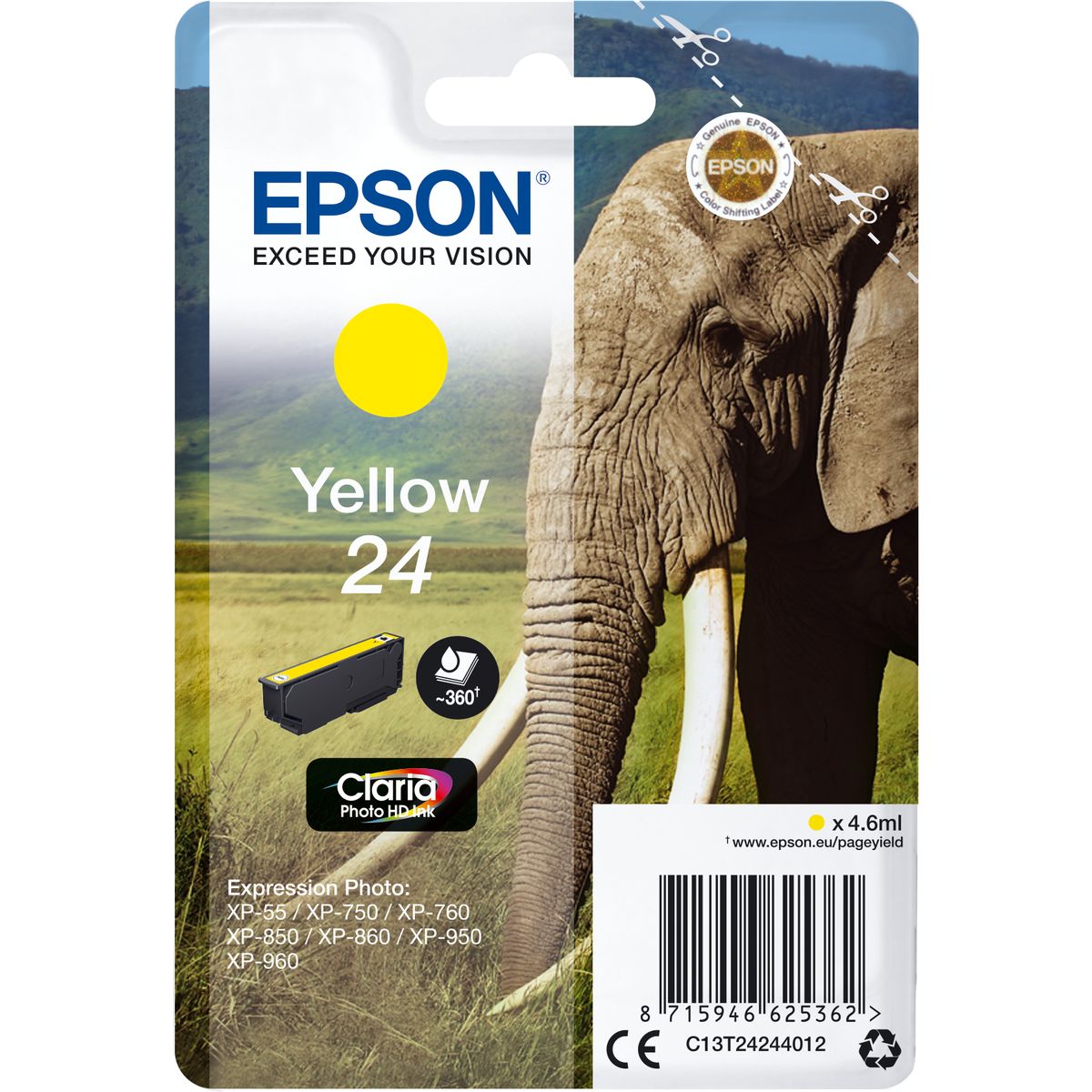 Epson 24 Ink Cartridge Yellow Standard Capacity 4.6ml 360 PA