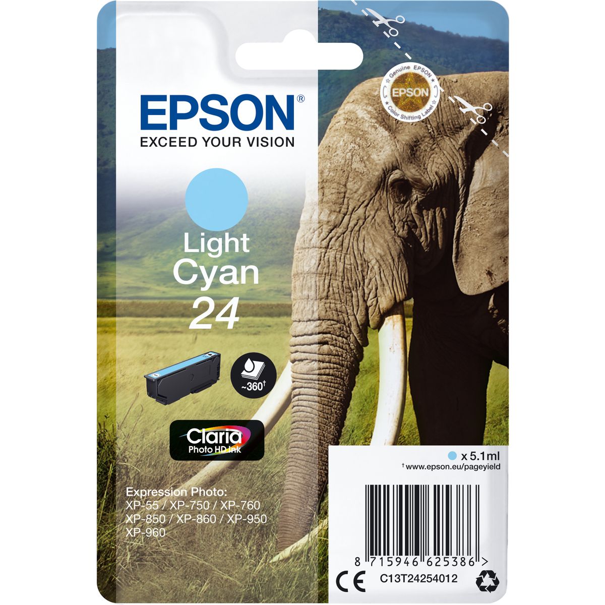 Epson 24 Ink Cartridge Light Cyan Standard Capacity 5.1ml 3