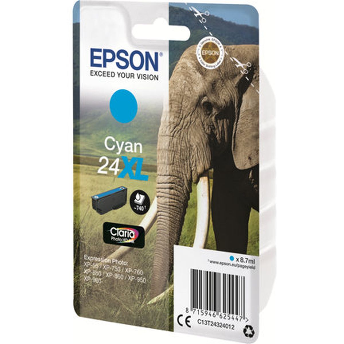 Epson 24XL Ink Cartridge Cyan HC 8.7ml RF-AM Blister - image 2 of 3