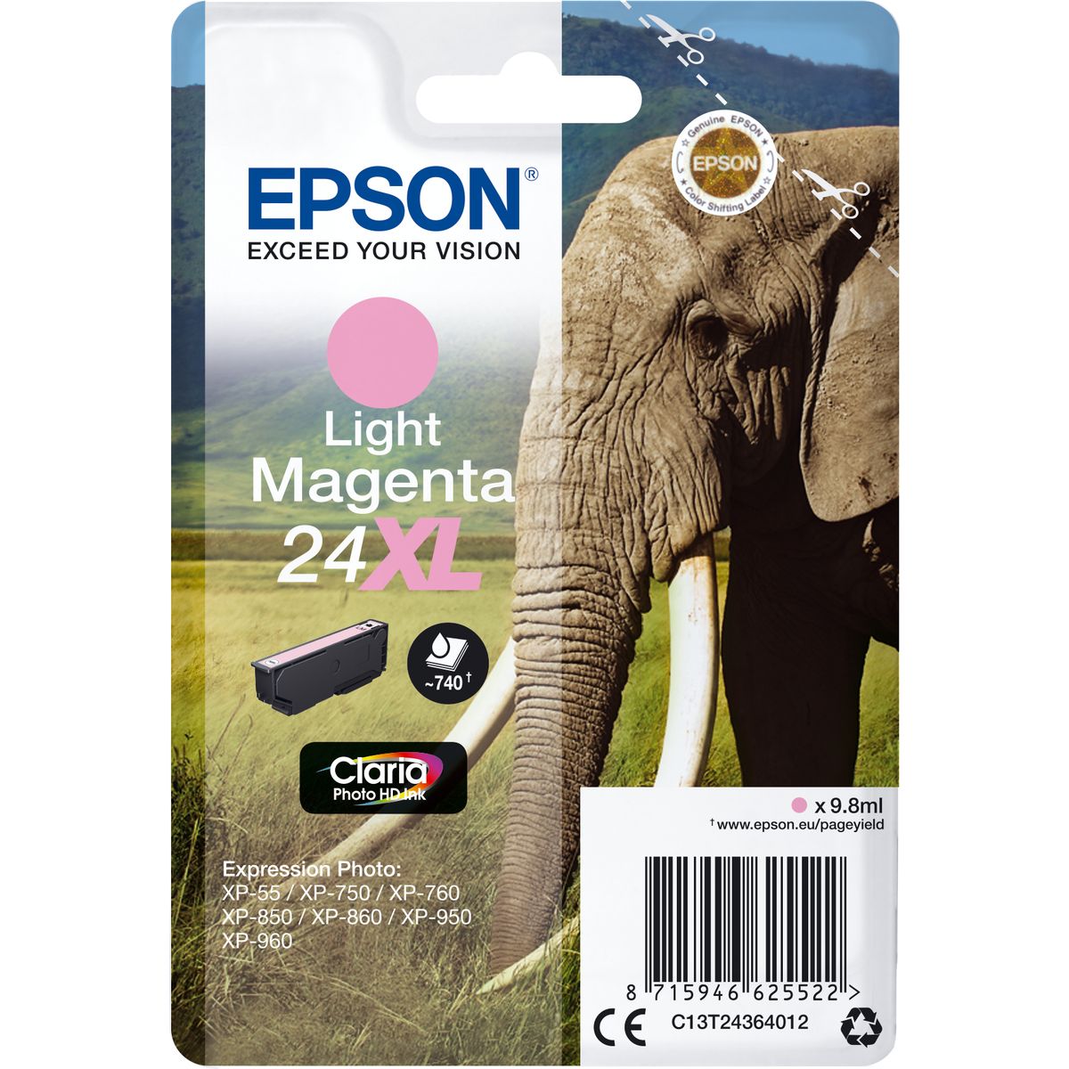 Epson 24XL Light Magenta High Capacity 9.8ml Zonder Alarm