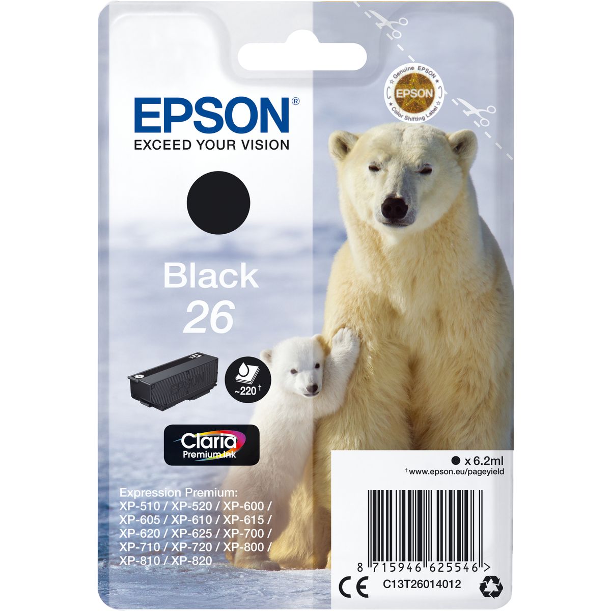 Epson 26 Black SC 6.2ml T26014012