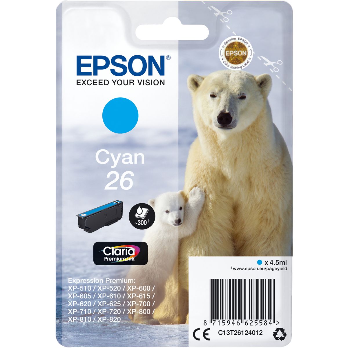 Epson 26 Cyan SC RF-AM Blis T26124022