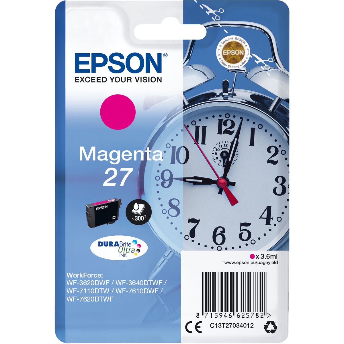 Epson 27 Ink Cartridge Magenta Standard Capacity 3.6ml 350 P