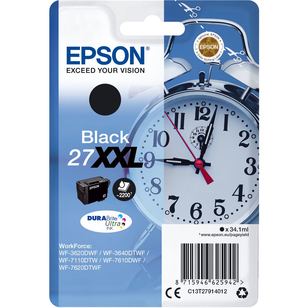 Epson 27XXL Ink Cartridge Black Extra High Capacity 34.1ml 2
