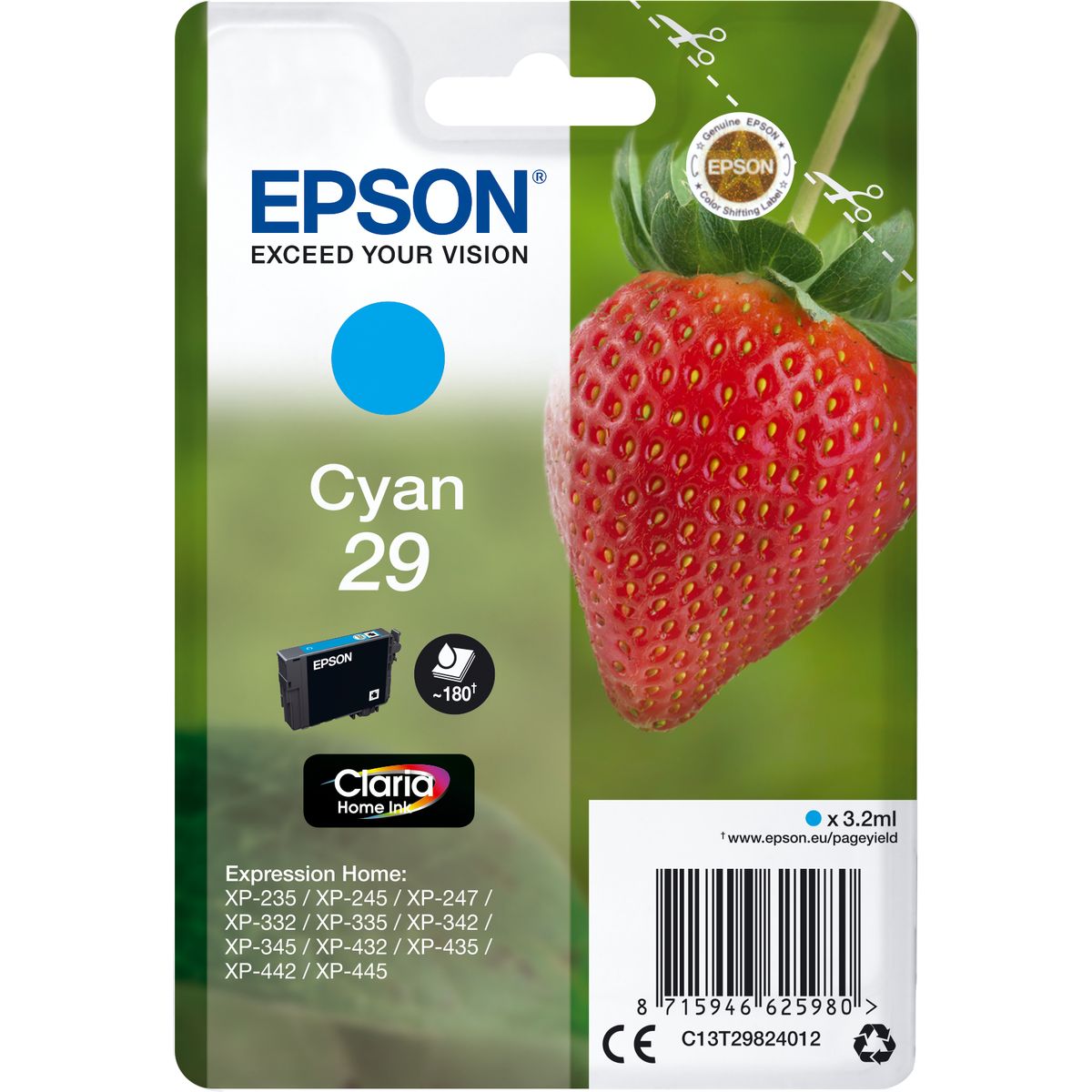 Epson 29 Cyan Fraise Claria Home T29824022
