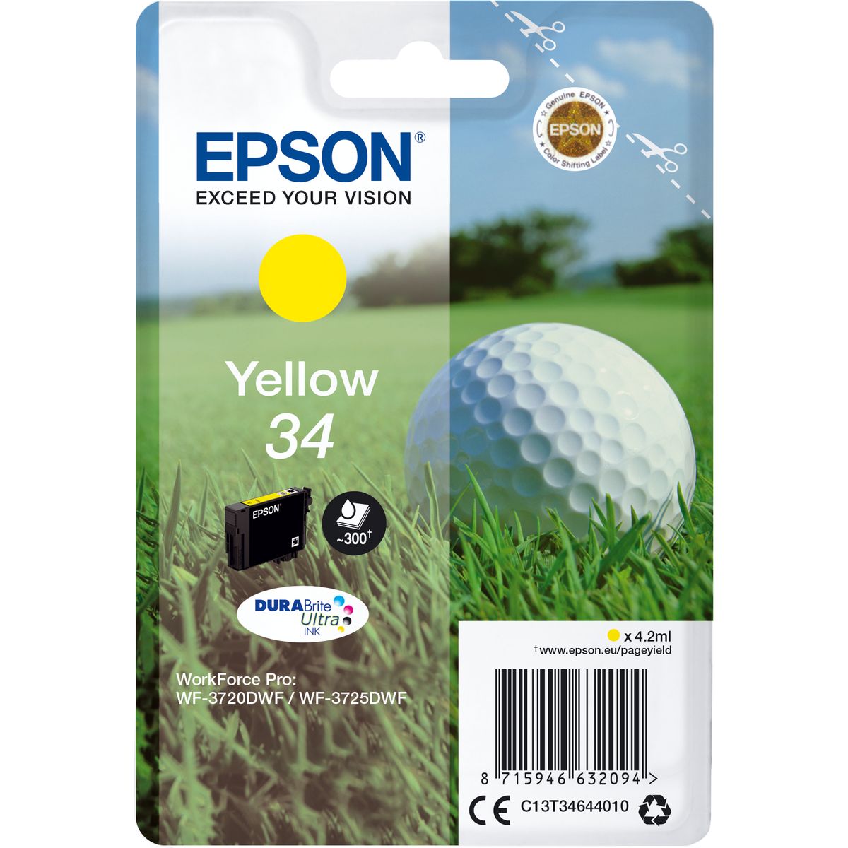 Epson Singlepack 34 Ink Yellow DuraBrite Ultra 4.2ml Bliste