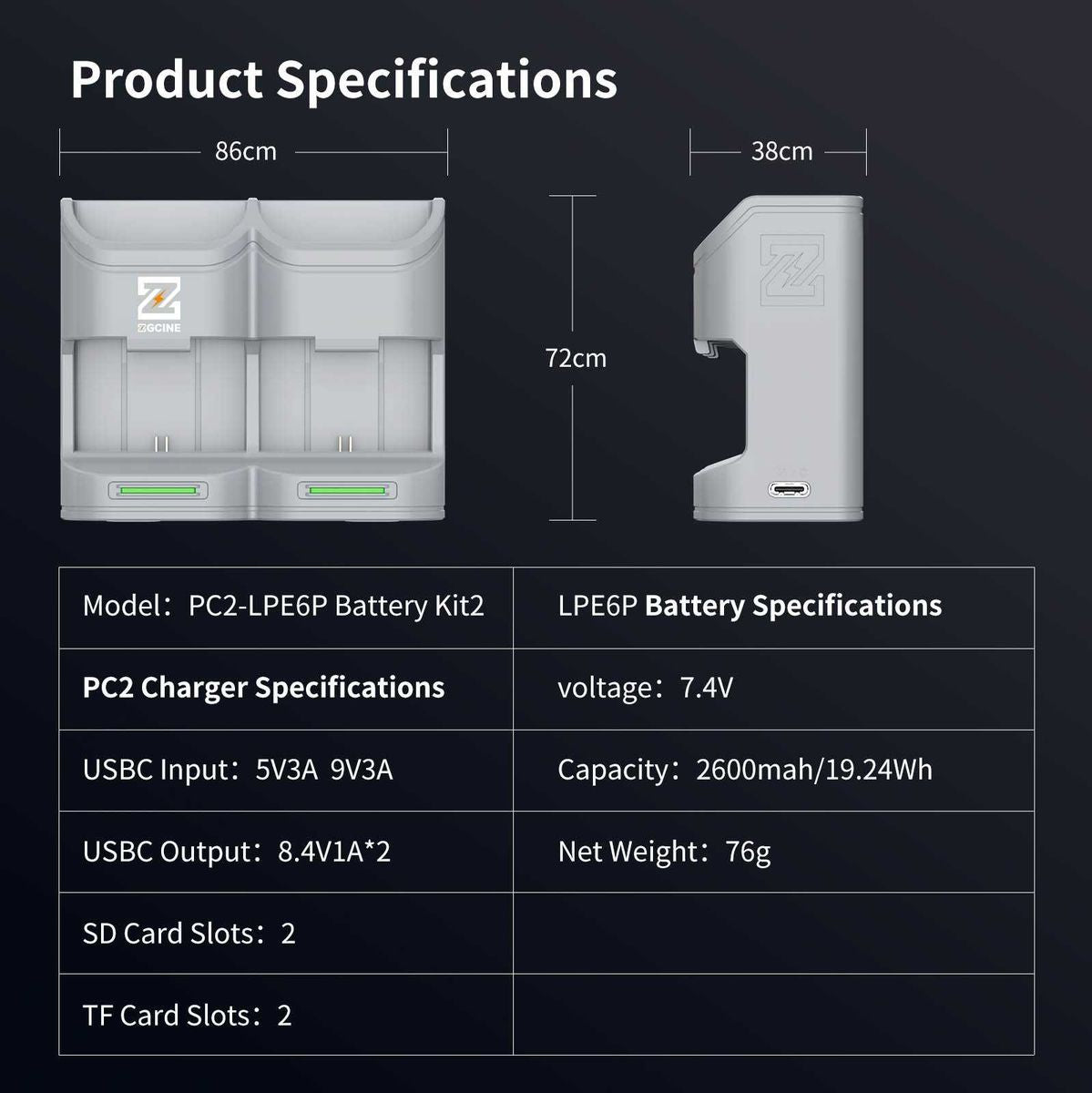 ZGCINE 2X Charging Case 2X LP-E6P (PC2-LPE6P-K2) - image 5 of 5