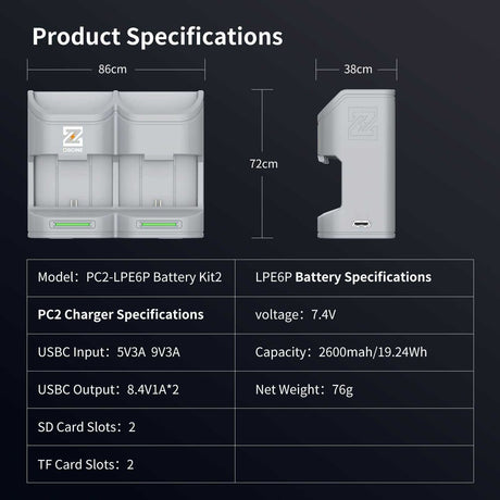 ZGCINE 2X Charging Case 2X LP-E6P (PC2-LPE6P-K2) - image 5 of 5