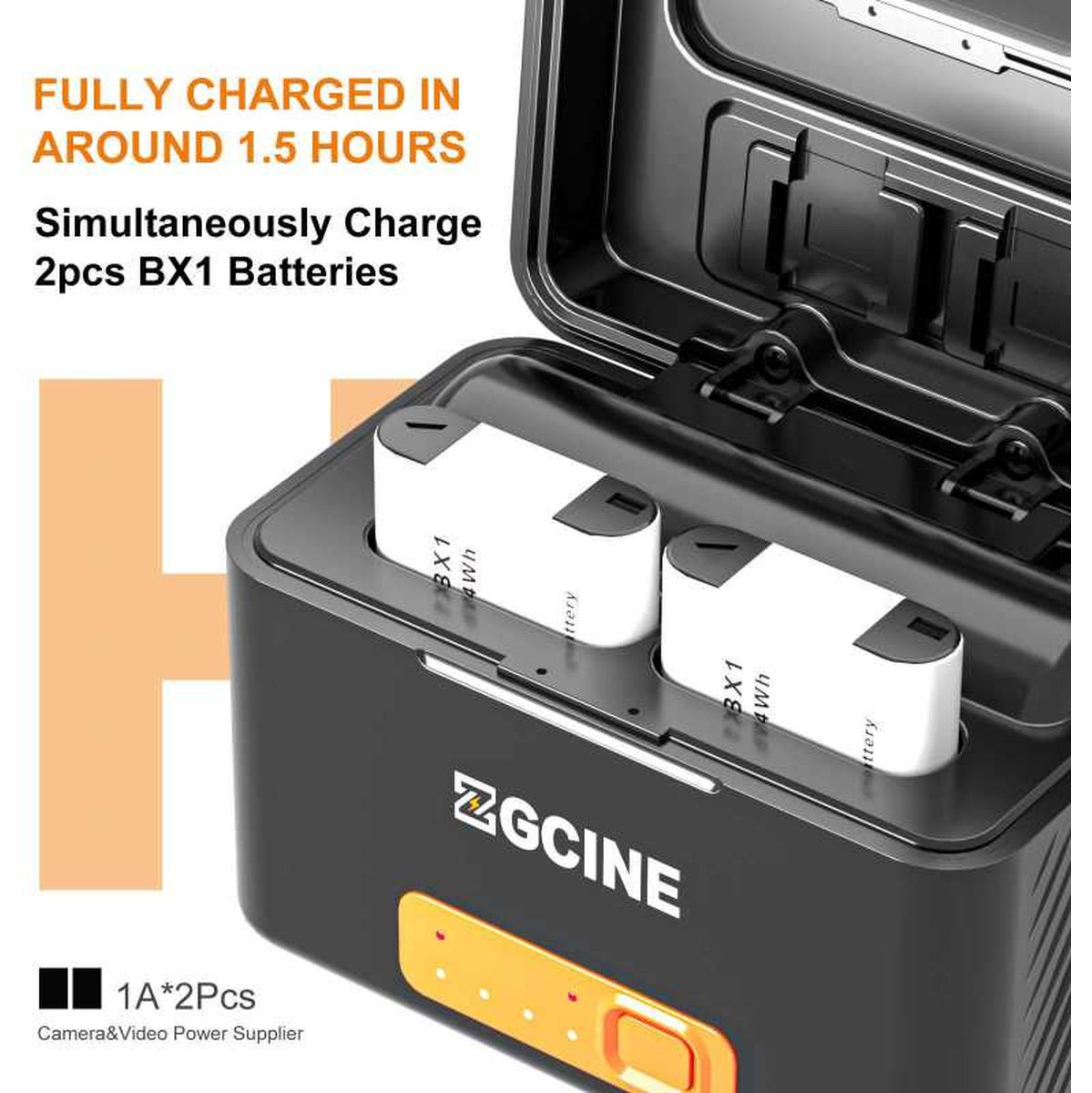 ZGCINE Sony BX1 Oplaadcase w/ 2X BX1 Battery (PS-BX1-K2) - image 3 of 5