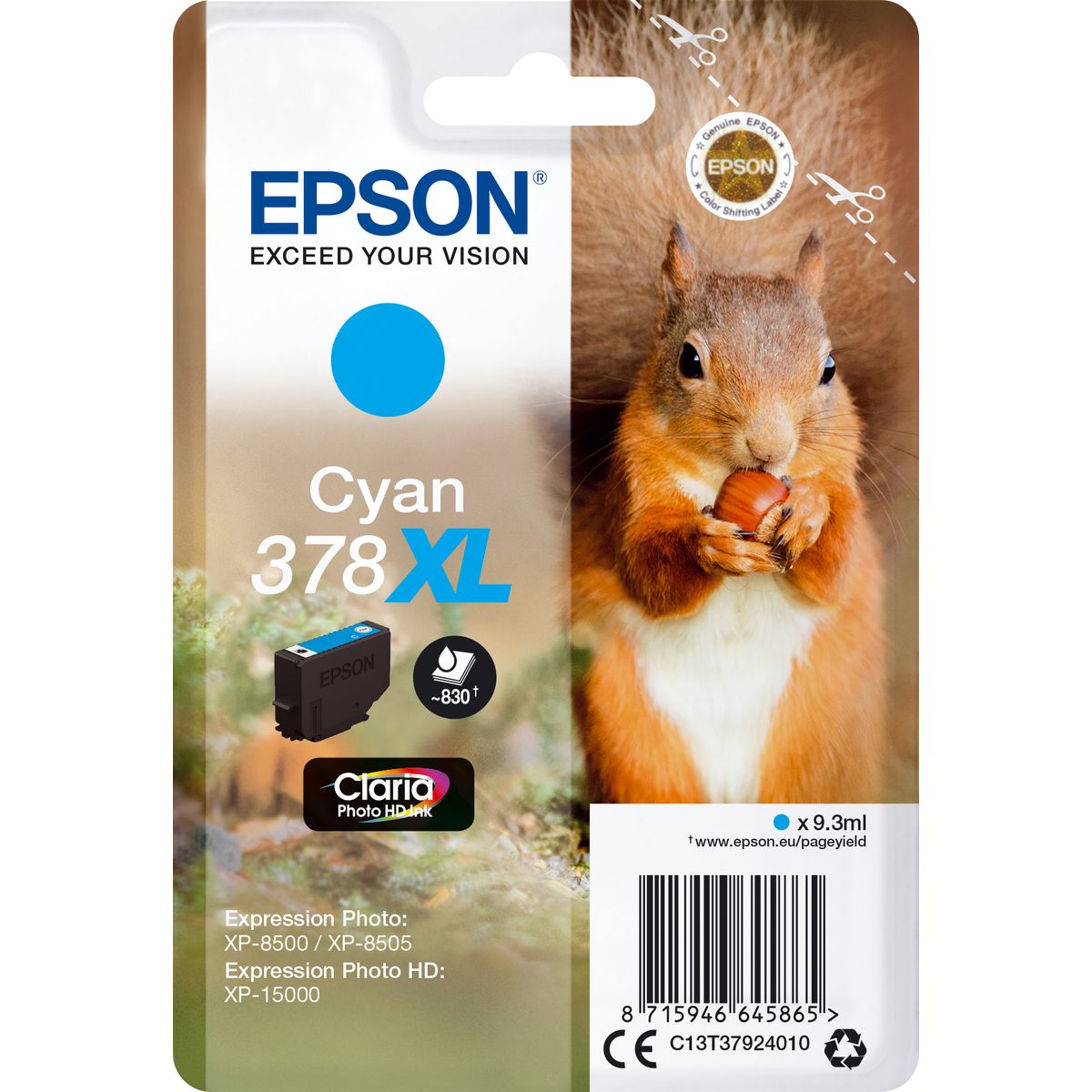 Epson Cyan 378XL Eekhoorn Clara Photo HD Ink