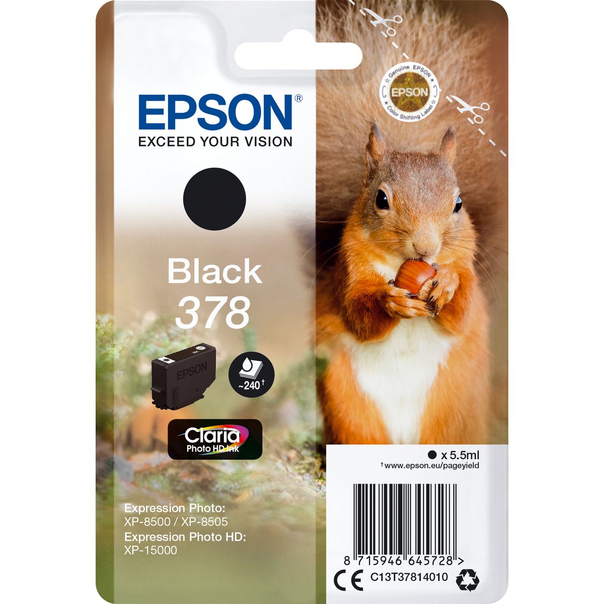 Epson 378 Black Ink Cartridge (w/ Security)