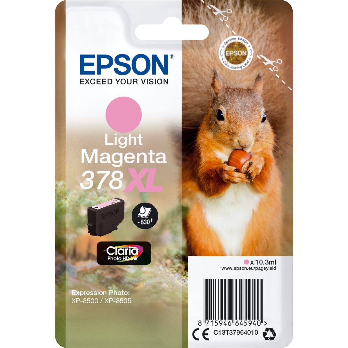 Epson 378XL Light Magenta Ink Cartridge (w/ Security)