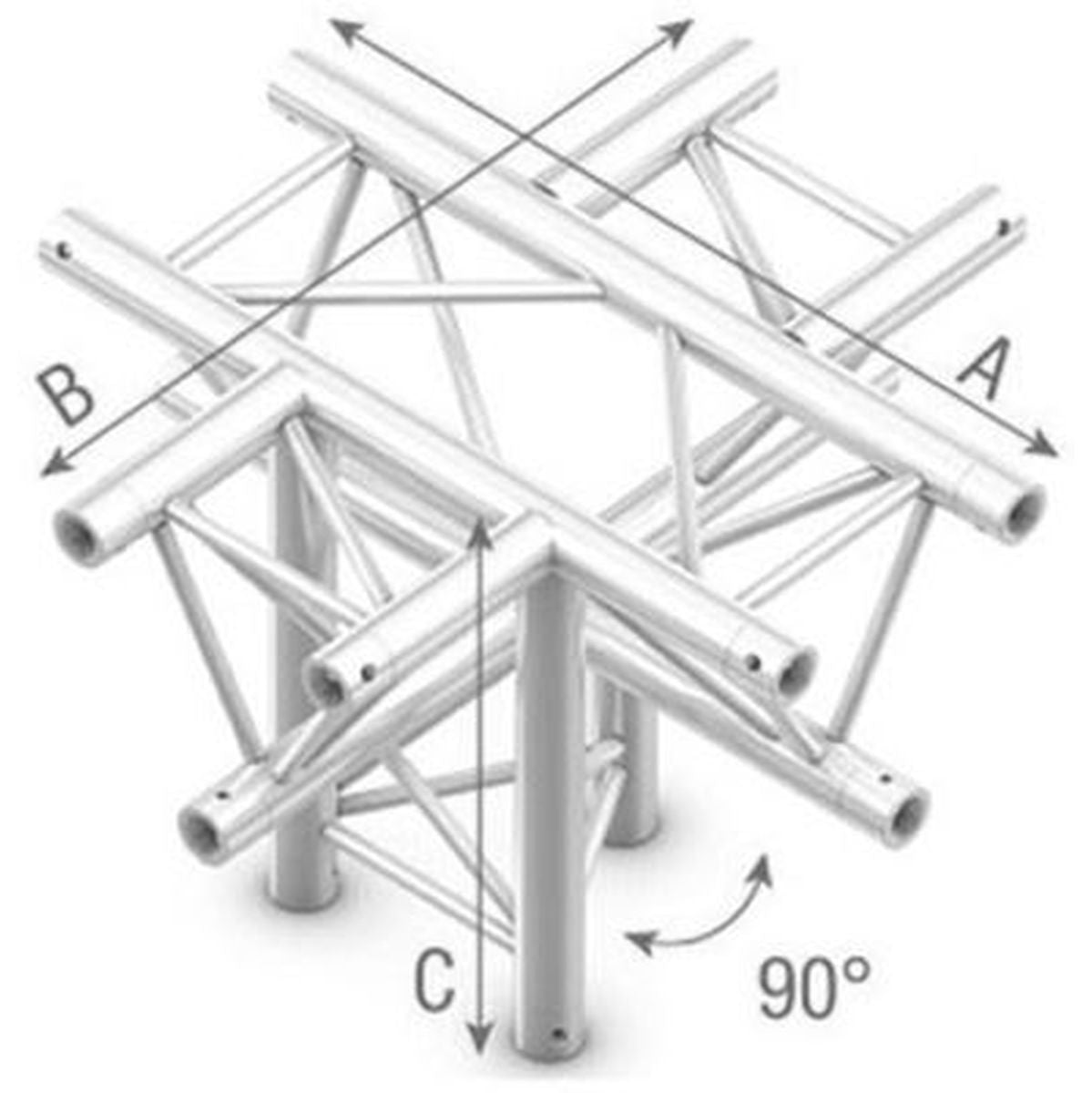 StudioKing Truss T-Cross 90 Degree 5 Way Apex Down