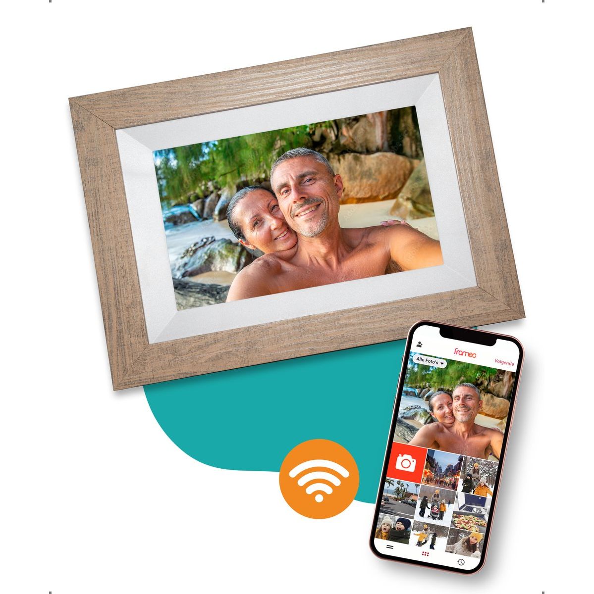Pora&Co Digital Photo Frame 8 inch Light Brown