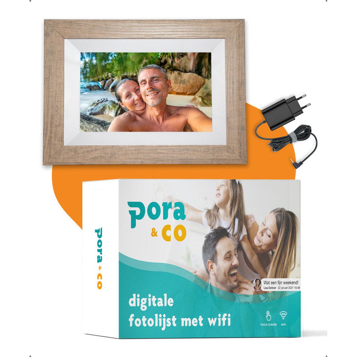 Pora&Co Digital Photo Frame 8 inch Light Brown - image 4 of 5
