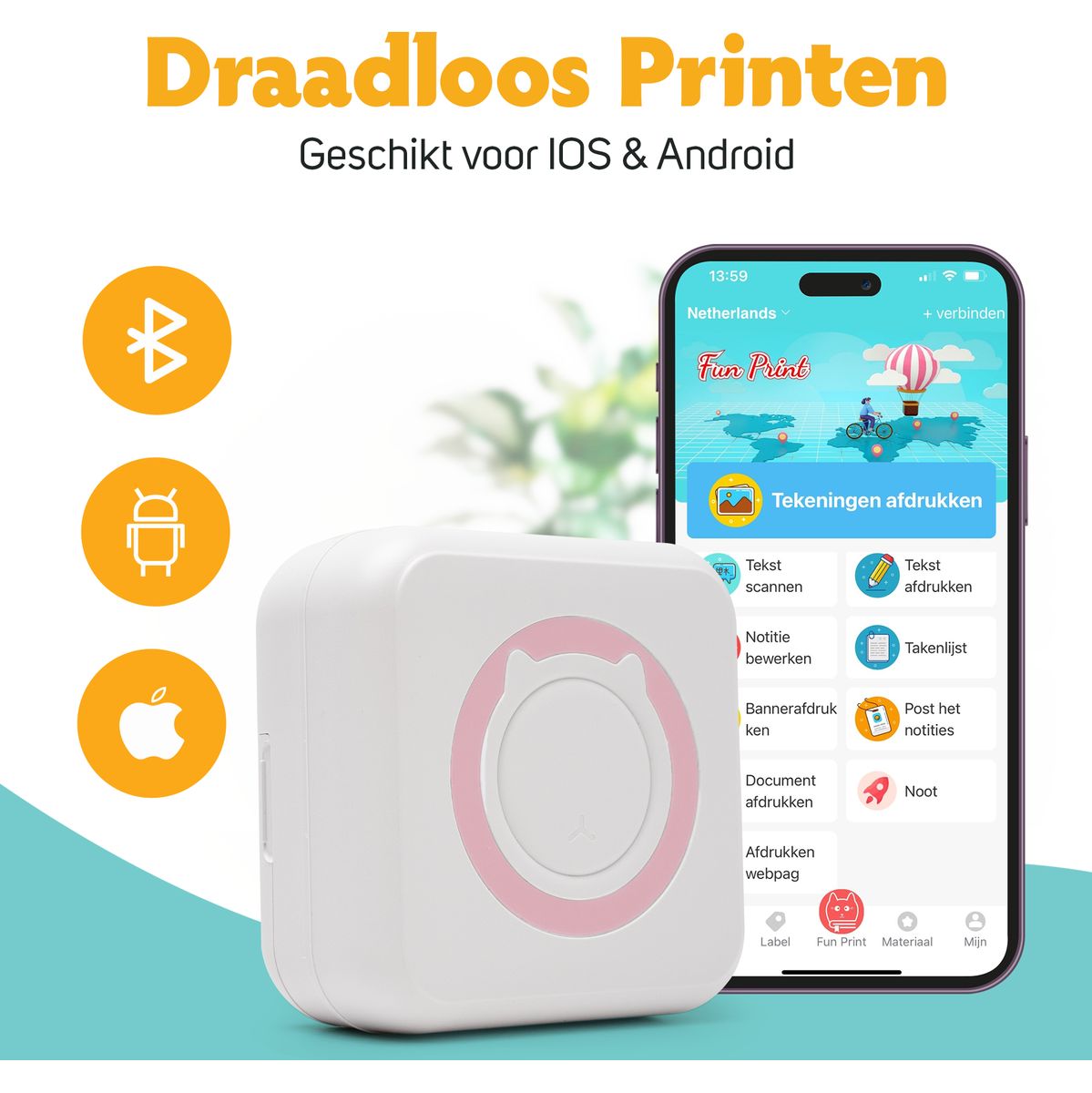 Pora&Co Mini Printer For Mobiel Pink - image 2 of 5