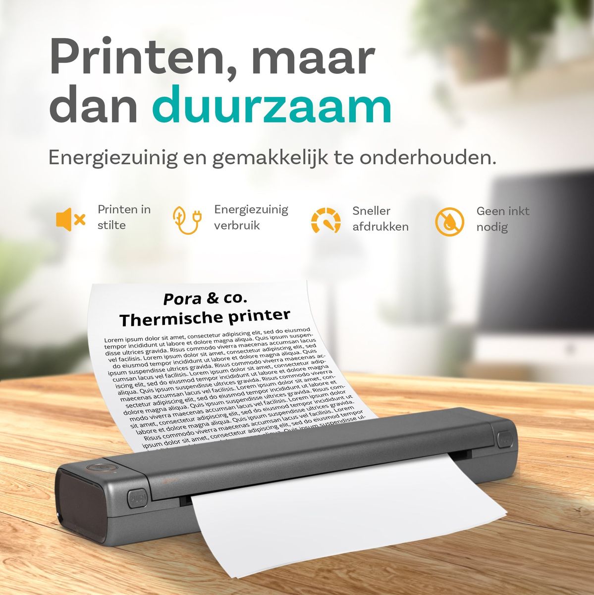 Pora&Co Thermal Printer - Portable Printer-Grey - image 5 of 5