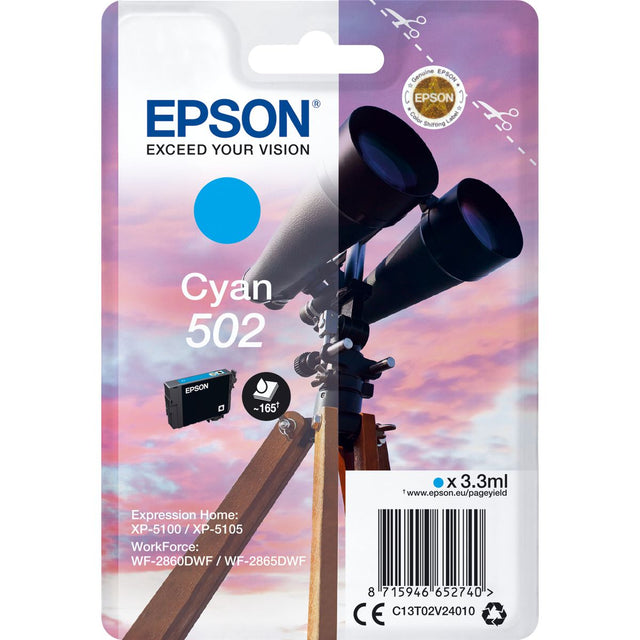 Epson Singlepack Cyan 502 Ink C13T02V24010