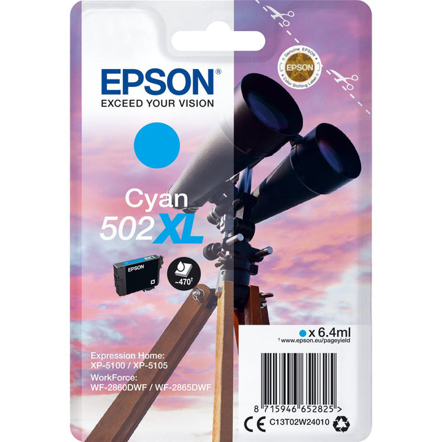 Epson Singlepack Cyan 502XL Ink C13T02W24010