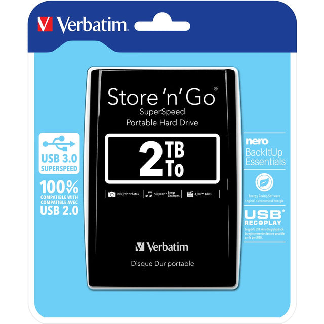 Verbatim Store 'N' Go Portable 2 TB Portable USB 3.0 5400 TPM