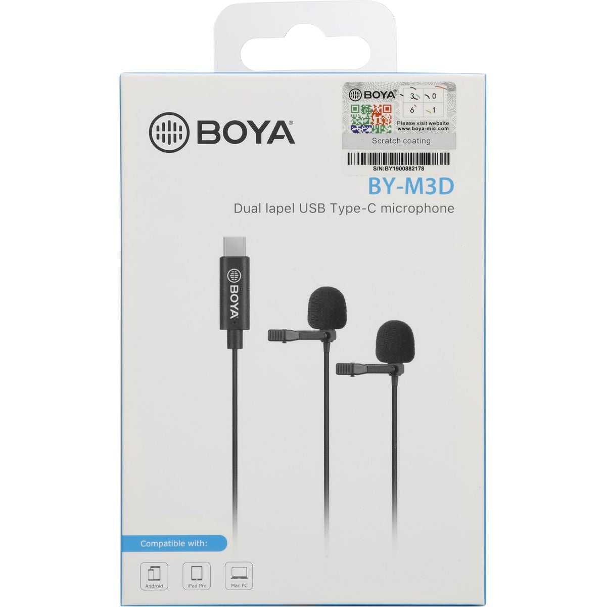 Boya Duo Clip-On Lavalier Microphone BY-M3D For USB-C