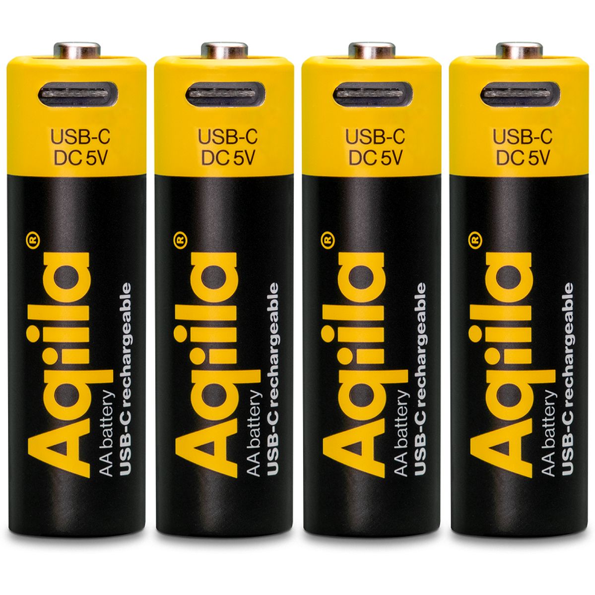 Aqiila Rechargable AA Battery 4-pack USB-C Lithium 1.5V/2000mAh