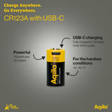 Aqiila Rechargable CR123A Battery 2-pack USB-C Lithium 3V/750mAh - image 5 of 5
