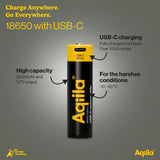 Aqiila Rechargable 18650 Battery USB-C Lithium 3.7V/2000mAh - image 2 of 5