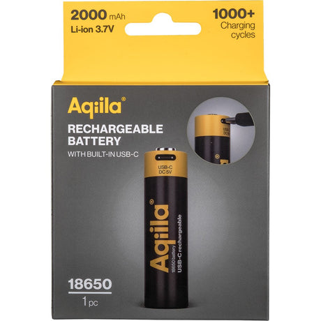 Aqiila Rechargable 18650 Battery USB-C Lithium 3.7V/2000mAh - image 3 of 5