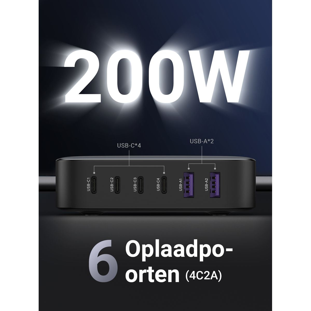 Ugreen GaN 200W Desktop Charger (6-Port) 40914