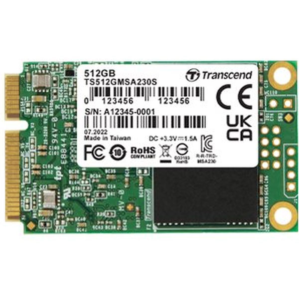 Transcend 512GB mSATA SSD SATA3 3D TLC