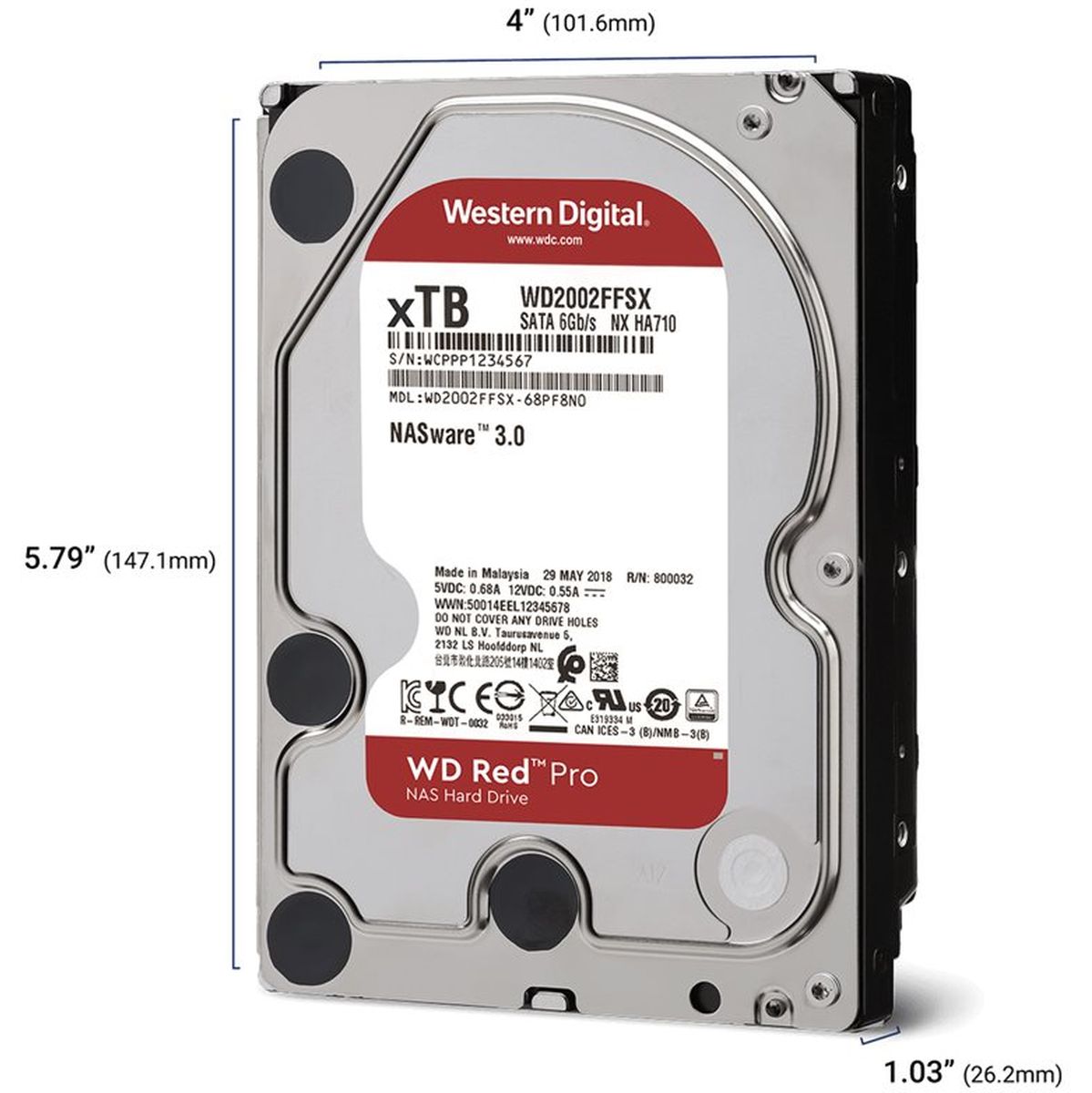 Western Digital Red Pro 6TB 6GB/s SATA HDD 3.5inch - image 3 of 3
