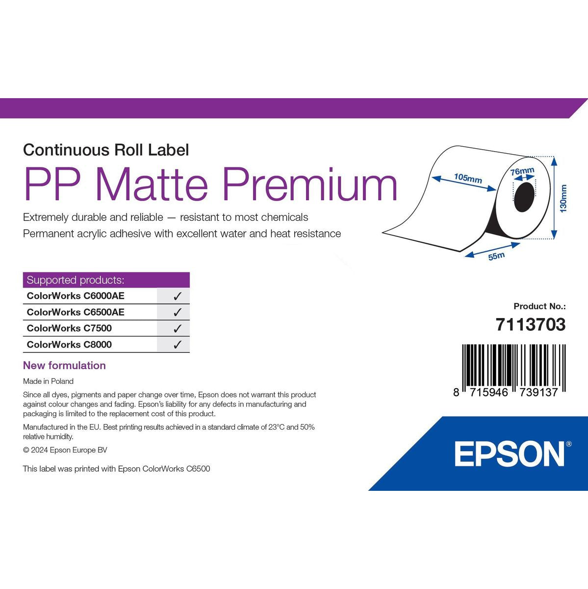 Epson PP Matte Label Premium Continuous