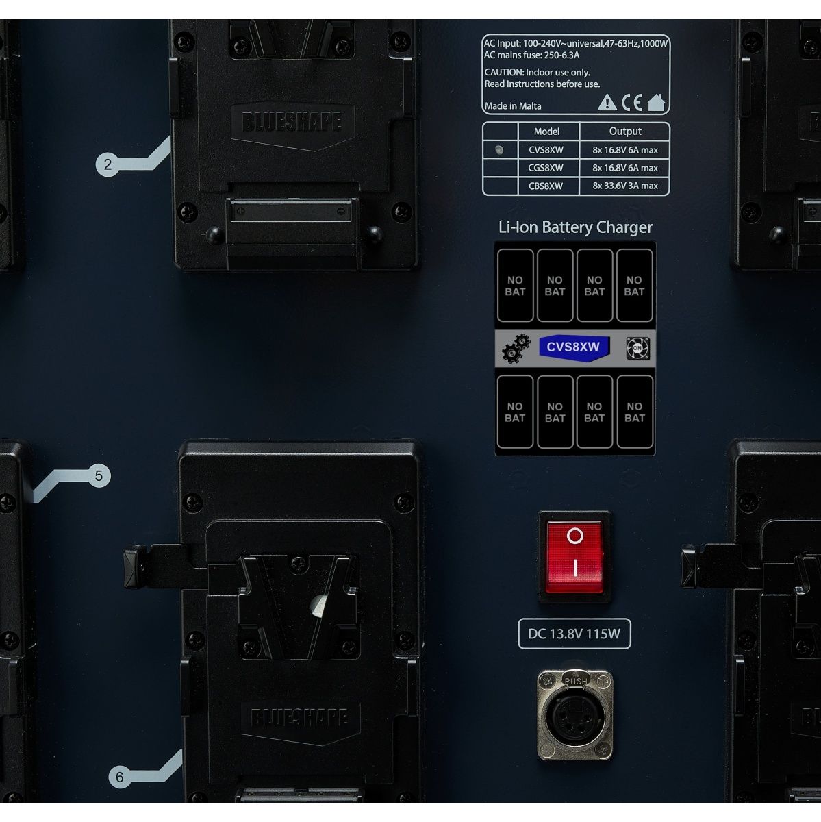 BLUESHAPE Studio Charger Vlock Batteries Wall Mounting Charges 8 Batteries - image 2 of 3