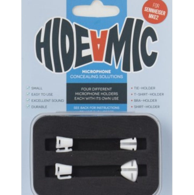 Hide-a-mic Sennheiser MKE2 4 Different Holders In Case White
