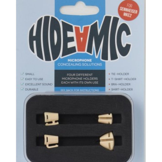 Hide-a-mic Sennheiser MKE2 4 Different Holders In Case Beige