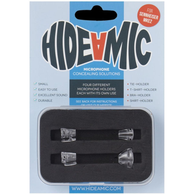 Hide-a-mic Sennheiser MKE2 4 Different Holders In Case Transparent